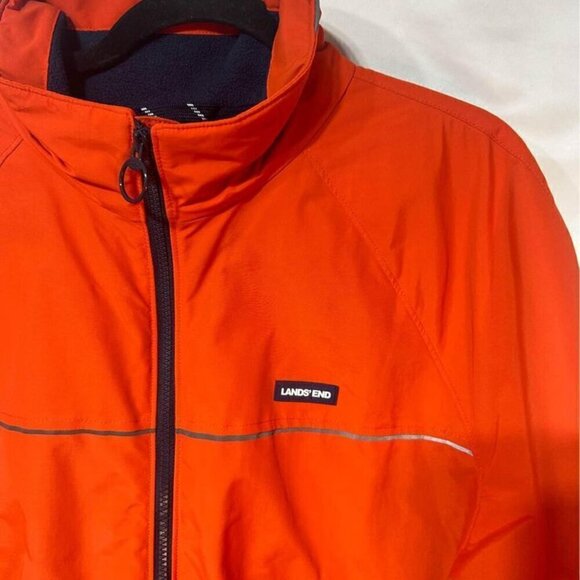 Lands End mens orange and navy jacket. Size large. Brand new! Reflective strip. - Picture 2 of 11